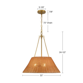 Ariette 22 in Natural Rattan Pendant

