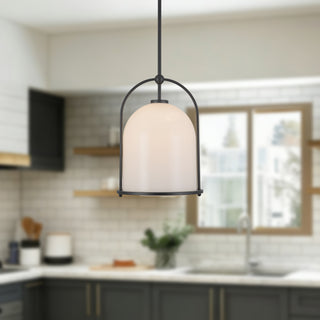 Bella 17 in Black Pendant with Opal Glass

