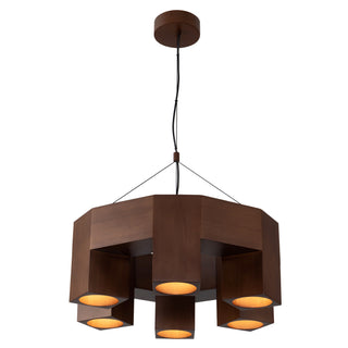 Bosco 25 in Solid Wood Dimmable LED Chandelier with Dark Walnut Finish
