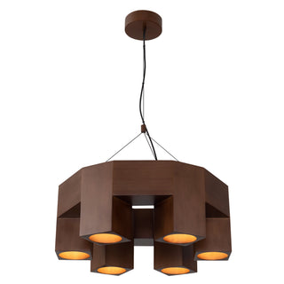 Bosco 25 in Solid Wood Dimmable LED Chandelier with Dark Walnut Finish
