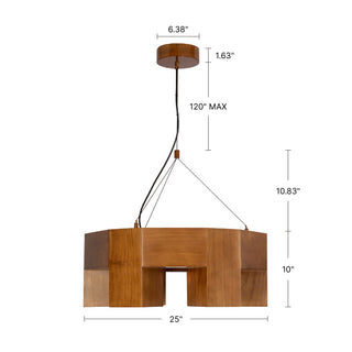 Bosco 25 in Solid Wood Dimmable LED Chandelier
