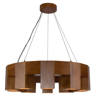 Bosco 35 in Solid Wood Dimmable LED Chandelier with Natural Oak Finish
