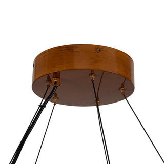 Bosco 35 in Solid Wood Dimmable LED Chandelier with Natural Oak Finish
