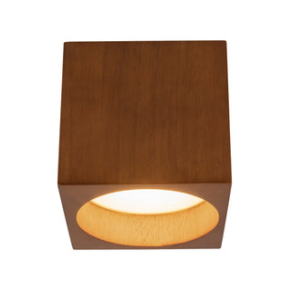 Bosco 5 in (5 in Height) Solid Wood Dimmable LED Flush Mount with Natural Oak Finish
