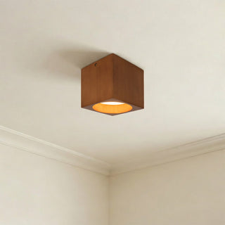 Bosco 5 in (5 in Height) Solid Wood Dimmable LED Flush Mount with Natural Oak Finish
