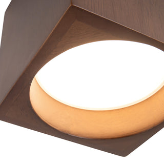 Bosco 5 in (5 in Height) Solid Wood Dimmable LED Flush Mount with Dark Walnut Finish
