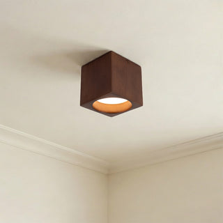 Bosco 5 in (5 in Height) Solid Wood Dimmable LED Flush Mount with Dark Walnut Finish
