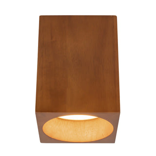 Bosco 5 in (7 in Height) Solid Wood Dimmable LED Flush Mount with Natural Oak Finish
