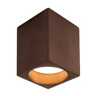 Bosco 5 in (7 in Height) Solid Wood Dimmable LED Flush Mount with Dark Walnut Finish
