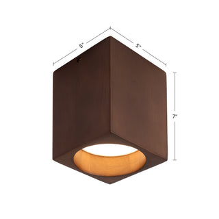 Bosco 5 in (7 in Height) Solid Wood Dimmable LED Flush Mount
