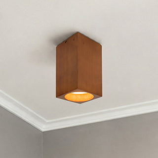 Bosco 5 in (10 in Height) Solid Wood Dimmable LED Flush Mount with Natural Oak Finish
