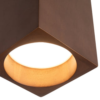 Bosco 5 in (10 in Height) Solid Wood Dimmable LED Flush Mount with Dark Walnut Finish
