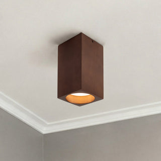 Bosco 5 in (10 in Height) Solid Wood Dimmable LED Flush Mount with Dark Walnut Finish
