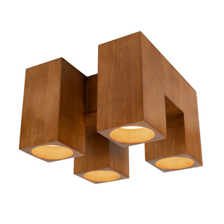 Bosco 15 in Solid Wood Dimmable LED Flush Mount with Natural Oak Finish
