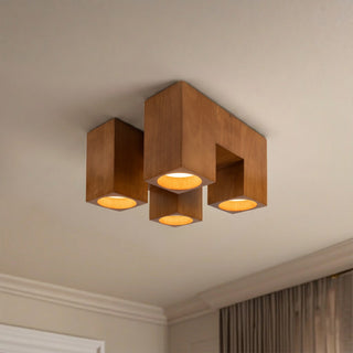 Bosco 15 in Solid Wood Dimmable LED Flush Mount with Natural Oak Finish
