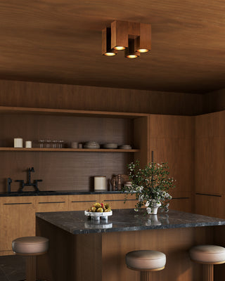 Bosco 15 in Solid Wood Dimmable LED Flush Mount with Natural Oak Finish
