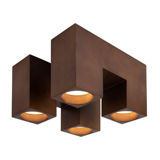 Bosco 15 in Solid Wood Dimmable LED Flush Mount with Dark Walnut Finish
