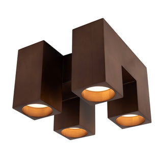 Bosco 15 in Solid Wood Dimmable LED Flush Mount with Dark Walnut Finish
