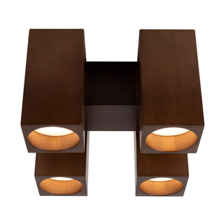 Bosco 15 in Solid Wood Dimmable LED Flush Mount with Dark Walnut Finish
