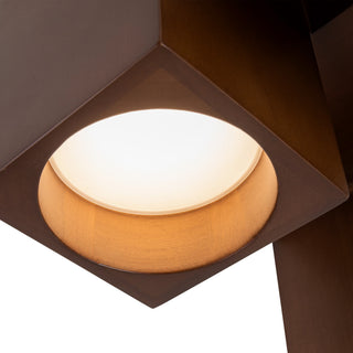 Bosco 15 in Solid Wood Dimmable LED Flush Mount with Dark Walnut Finish
