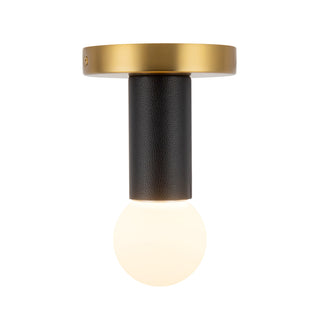 Calla 5 in Brushed Gold Dimmable LED Flush Mount with Black Vegan Leather
