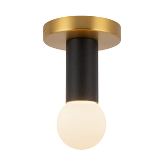 Calla 5 in Brushed Gold Dimmable LED Flush Mount with Black Vegan Leather
