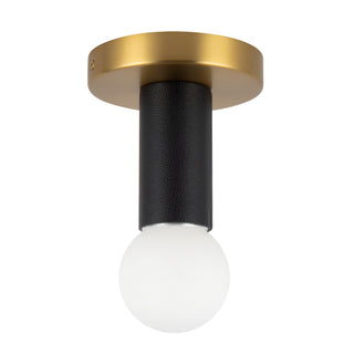 Calla 5 in Brushed Gold Dimmable LED Flush Mount with Black Vegan Leather
