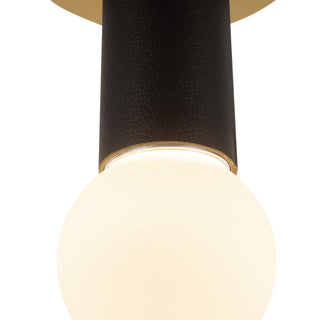 Calla 5 in Brushed Gold Dimmable LED Flush Mount with Black Vegan Leather
