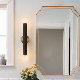 Calla 24 in Brushed Gold Dimmable LED Vanity Light with Black Vegan Leather
