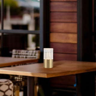 Cessa 4 in Brushed Gold Dimmable LED Exterior Portable Lamp
