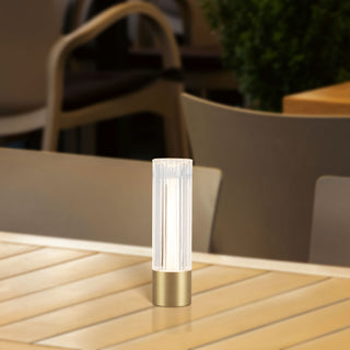 Cessa 8 in Brushed Gold Dimmable LED Exterior Portable Lamp
