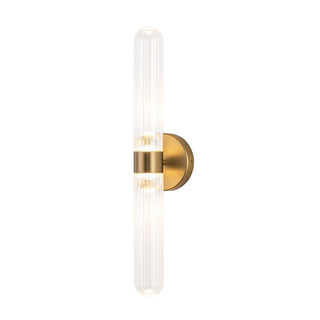 Constance 22 in Brushed Gold Dimmable LED Wall Sconce with Clear Ribbed Glass
