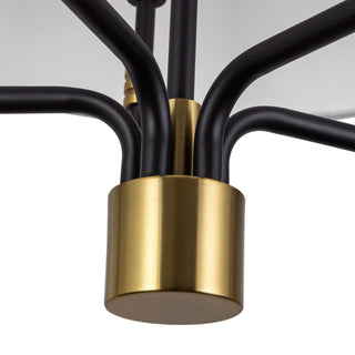 Dyna 24 in Black Pendant with Brushed Gold Accents and Natural Linen Shade
