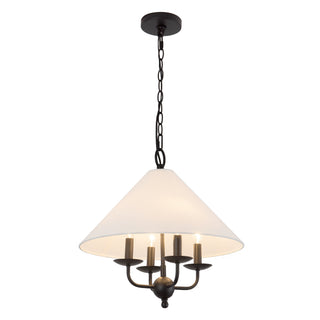 Edelson 18 in Black Pendant with White Linen Shade
