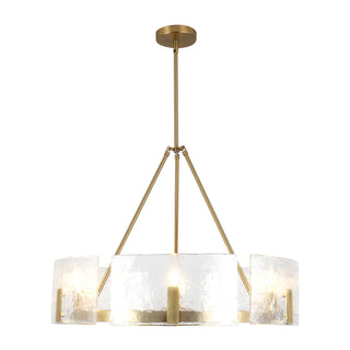 Eira 29 in Brushed Gold Chandelier with Clear Water Glass
