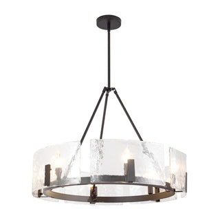 Eira 29 in Black Chandelier with Clear Water Glass
