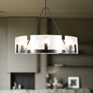 Eira 29 in Black Chandelier with Clear Water Glass
