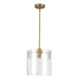 Eira 12 in Brushed Gold Pendant with Clear Water Glass
