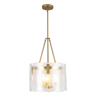 Eira 16 in Brushed Gold Pendant with Clear Water Glass
