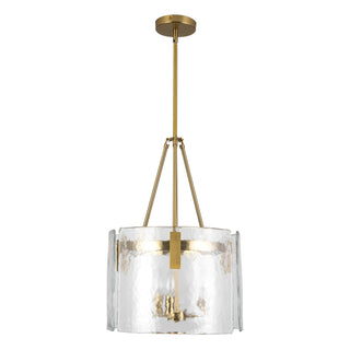 Eira 16 in Brushed Gold Pendant with Clear Water Glass
