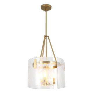 Eira 16 in Brushed Gold Pendant with Clear Water Glass
