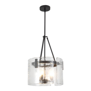Eira 16 in Black Pendant with Clear Water Glass
