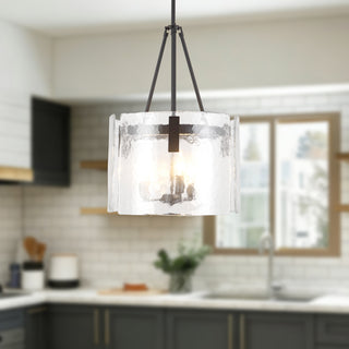 Eira 16 in Black Pendant with Clear Water Glass
