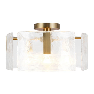 Eira 16 in Brushed Gold Semi Flush Mount with Clear Water Glass
