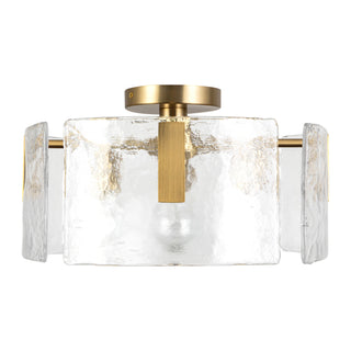 Eira 16 in Brushed Gold Semi Flush Mount with Clear Water Glass
