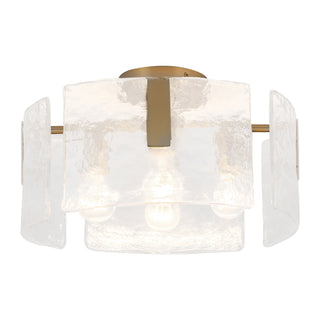 Eira 16 in Brushed Gold Semi Flush Mount with Clear Water Glass
