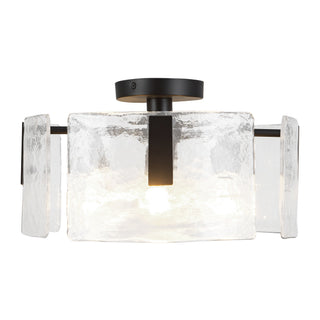 Eira 16 in Black Semi Flush Mount with Clear Water Glass
