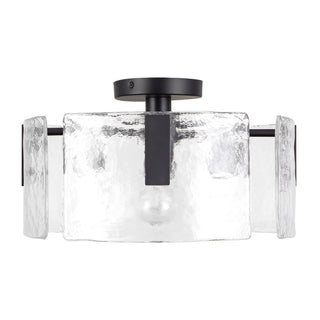 Eira 16 in Black Semi Flush Mount with Clear Water Glass
