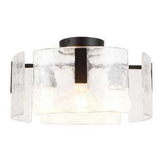 Eira 16 in Black Semi Flush Mount with Clear Water Glass
