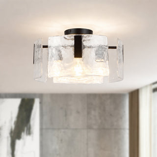 Eira 16 in Brushed Gold Semi Flush Mount with Clear Water Glass

